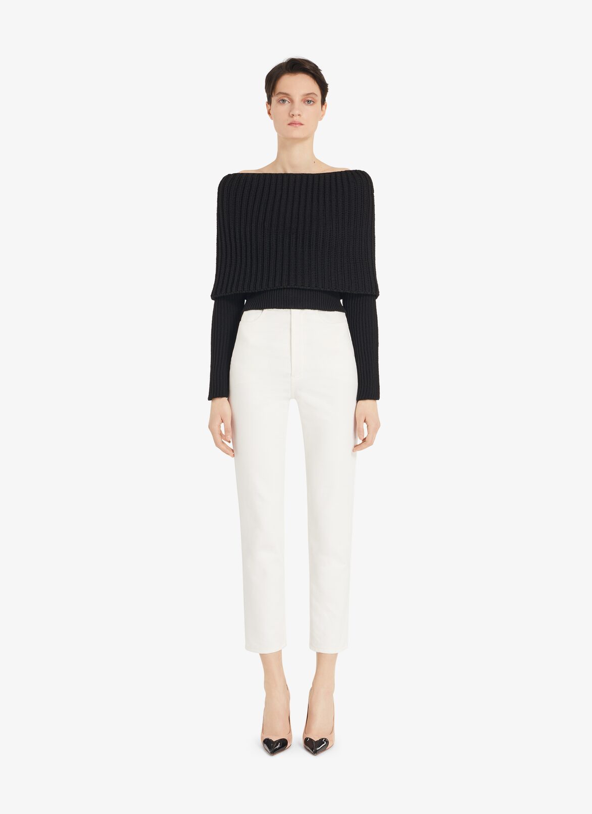 Off-Shoulder sweater ALAÏA BLACK OFF-SHOULDER SWEATER